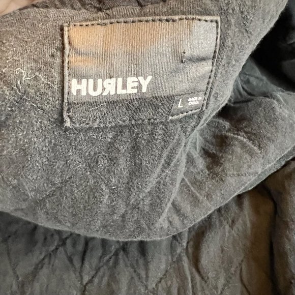Hurley Mens Jacket Black Pockets Long Sleeve Button Front Hooded Size Large - Picture 10 of 12